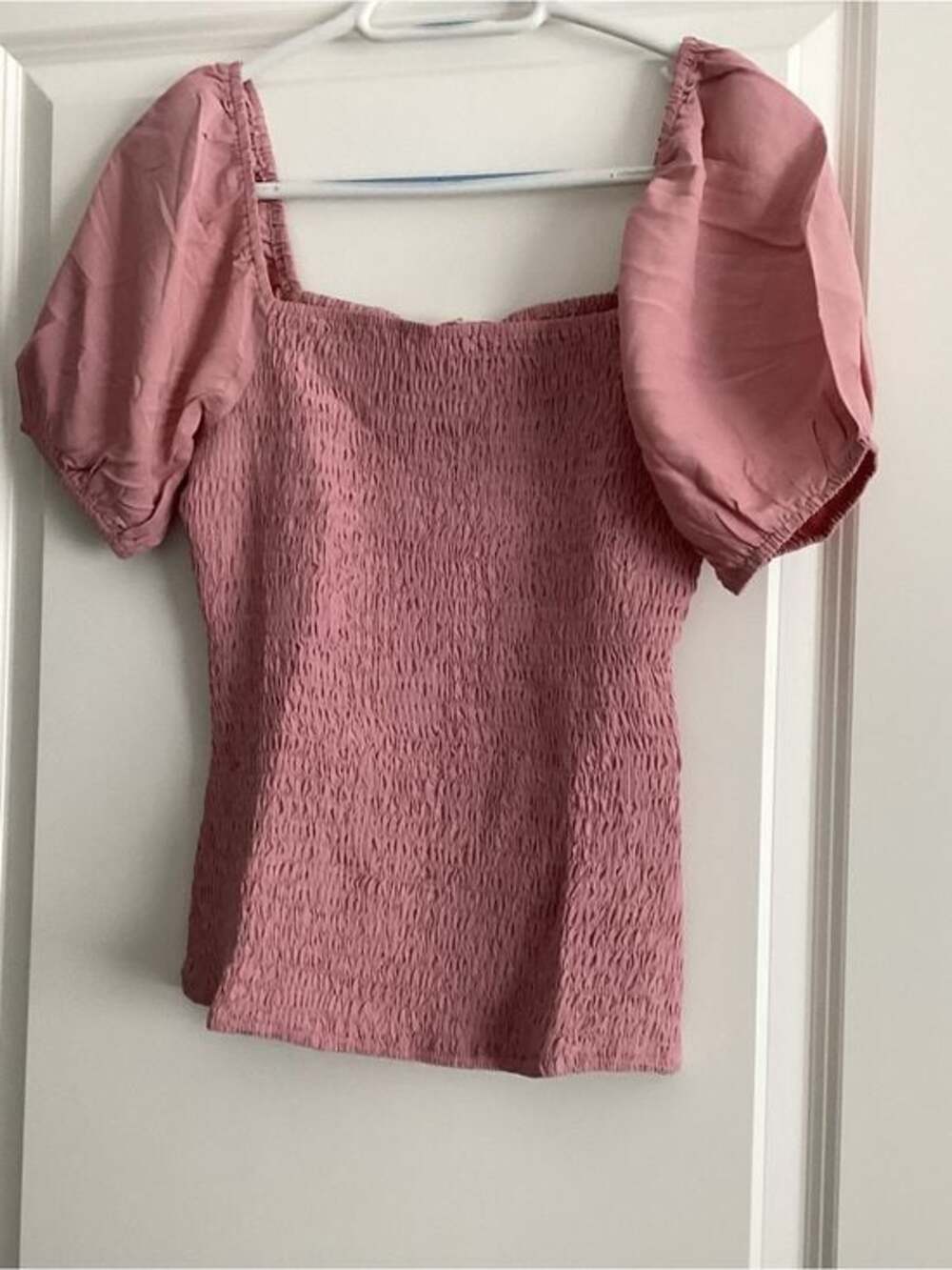 BiBi Dusty Rose Smocked Puff Sleeve Blouse - NWT - Size S